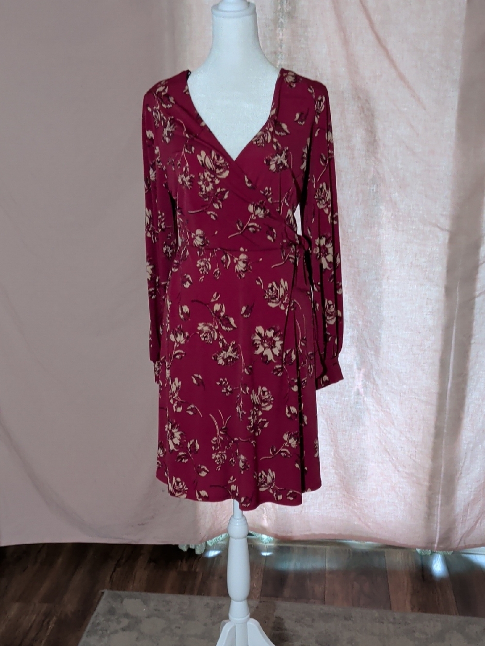 Kaileigh Burgundy Floral Wrap Dress